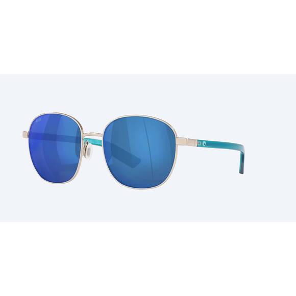 NEW COSTA DEL MAR men's egret sunglasses in brushed silver / clear blue